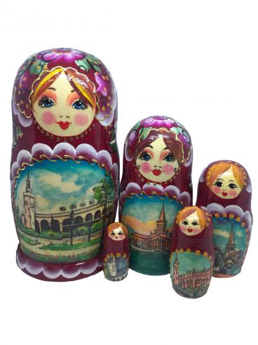 Author&#039;s Matryoshka 5 places &quot;Sochi&quot; burgundy