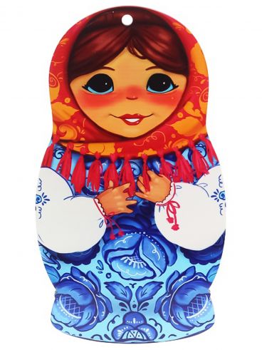 Board matryoshka souvenir &quot;In a scarf with a fringe&quot;