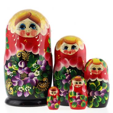 Matryoshka 5 pcs bouquet of violets