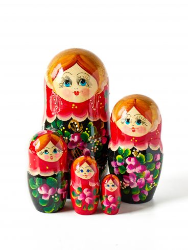 Matryoshka 5 pcs bouquet of violets