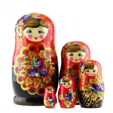 Matryoshka 5 golden petals places red