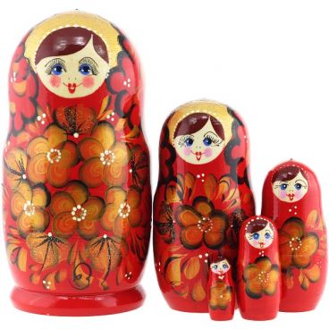 Matryoshka 5 pcs gold flowers big