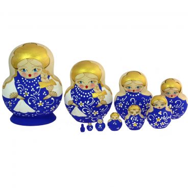 Matryoshka zhenka pot-bellied 10 seats blue