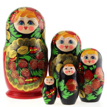 Matryoshka 5pcs Medallion with Berries