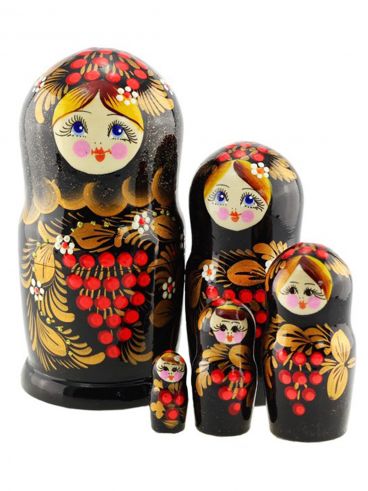 Matryoshka 5 pcs with rowan black