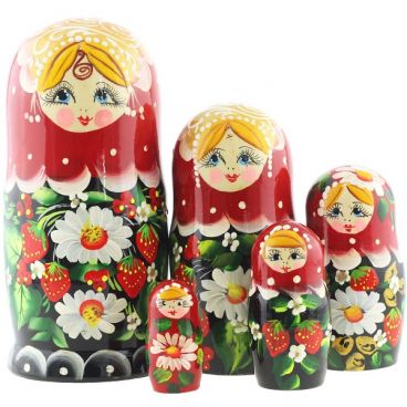 Matryoshka 5 seats platok- red berries black