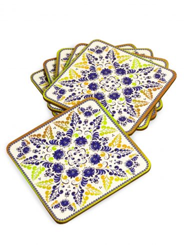 Set of coasters for beer 6 pcs. Gzhel with gold 9 * 9