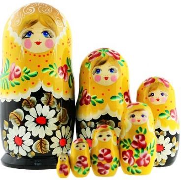 Matryoshka 7 places yellow-green daisy