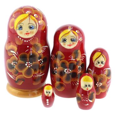 Matryoshka 5 places souvenir &quot;Bordeaux and gold&quot;