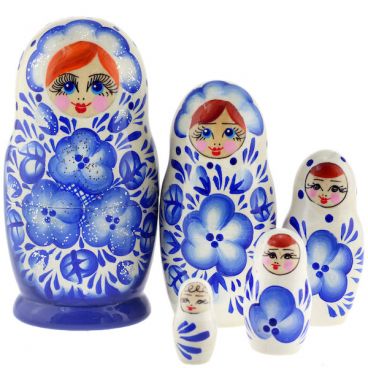 Matryoshka 5 seats Gzhel