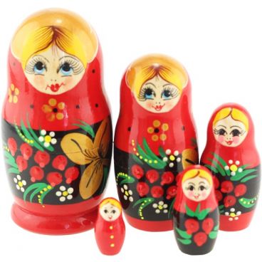 Wooden author&#039;s Matryoshka doll 5 seats 10.5 cm small Mountain ash / souvenir