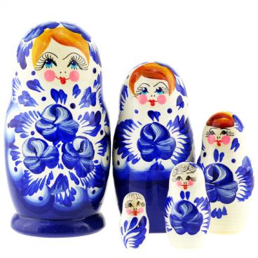 Matryoshka 5 seats suvenirka Gzhel