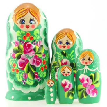 Matryoshka 5 pieces green lace