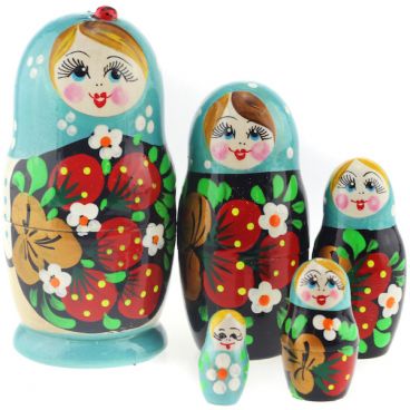 Matryoshka souvenir 5m turquoise handkerchief berries