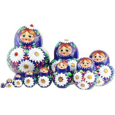 Matryoshka 10 pcs ladybug blue
