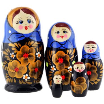 Matryoshka 5m suvenirka blue scarf