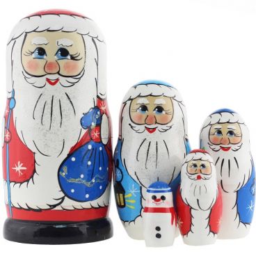 Matryoshka Santa Claus with a sack and a staff