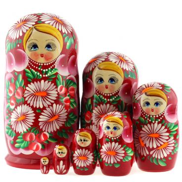 Matreshka 7 places daisies red