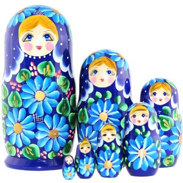 Matryoshka 7 places blue camomile