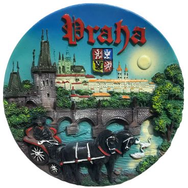 Ceramic plate large &quot;Prague&quot; blue sky