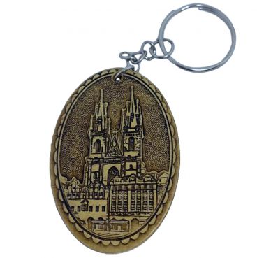 Keychain from birch bark &quot;Prague. Castle&quot;