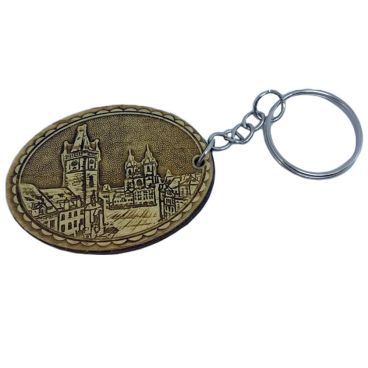 Keychain from birch bark &quot;Prague. Square&quot;
