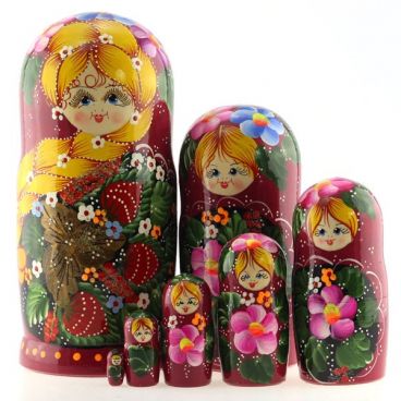 Matryoshka 7 places burgundy with a scythe