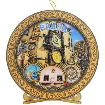 Plate wooden average &quot;Prague. Astronomical clock&quot;