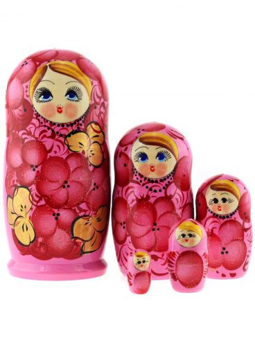 Matryoshka 5 seats goluboglazaya- pink