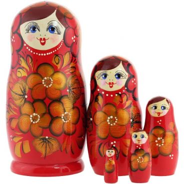 Matryoshka 5 pcs golden flowers