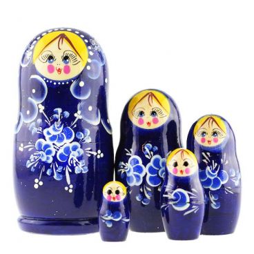 Matryoshka 5pcs blonde - blue