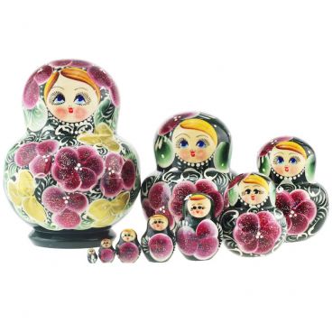 Matryoshka 10 seats round petals green