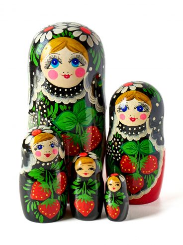 Matryoshka 5 places black and red berries