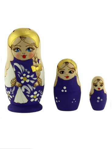 A set of wooden Matryoshka dolls in the pyrography technique 3 places 6,7 cm 5 pcs in a package / souvenir