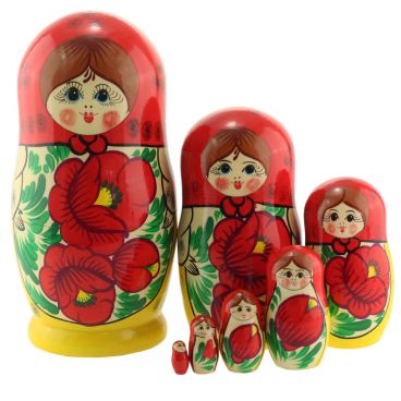 Matryoshka 7 seats &quot;Red and yellow&quot;