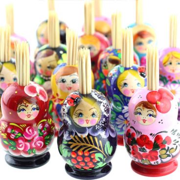 Set of Stand for toothpicks Matryoshka 5pcs assorted