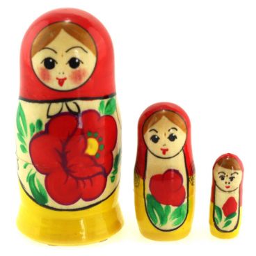 Matryoshka set 3 places small &quot;Red-yellow&quot; 5pcs