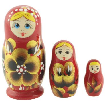 Matryoshka set 3 places small &quot;Bordeaux gold&quot; 5pcs