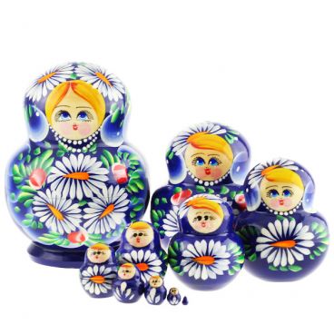 Matryoshka 10 places of camomile blue