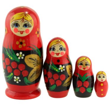 Set Matryoshka small 4 pieces &quot;Ryabinka&quot; 5pcs/pack