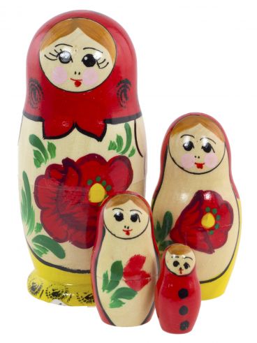 Matryoshka set 4 places small &quot;Red-yellow&quot; 5pcs/pack