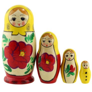 Set Matryoshka 4 places small &quot;Yellow-red&quot; 5pcs/pack