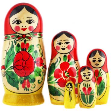Classic Matryoshka 5 pcs small red top