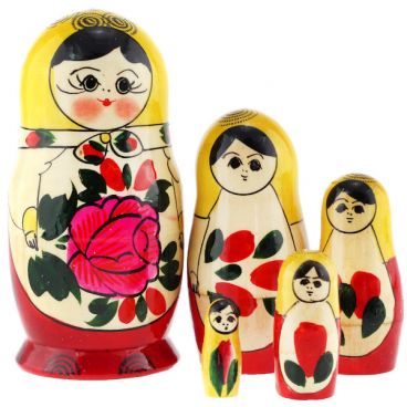 Classic Matryoshka 5 pcs small yellow  top