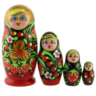 Matryoshka small 4 pcs &quot;Like Khokhloma&quot; set of 5