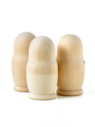 Unpainted Matryoshka rattle 3pcs
