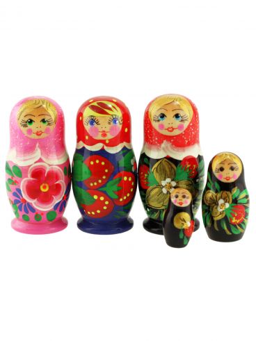 Small set of Matryoshka dolls assorted 3 places 6,7 cm 5 pcs. in a package / souvenir