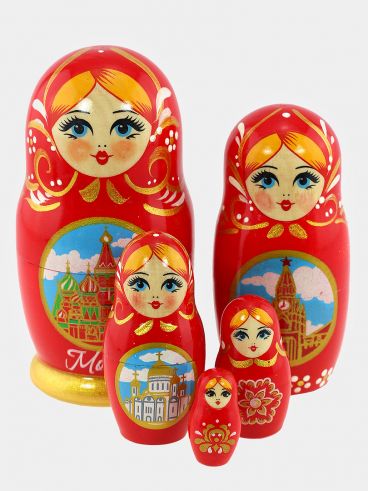 Matryoshka 5 places &quot;Moscow&quot; red