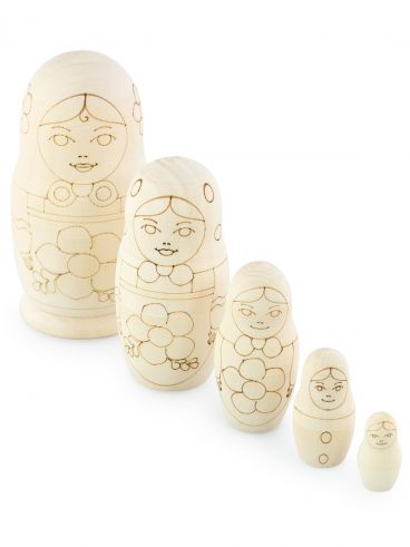 Unpainted Matryoshka with contours for painting 5 places 10.5 cm/blank for creativity and decor