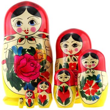 Matryoshka classic 7 pcs red top